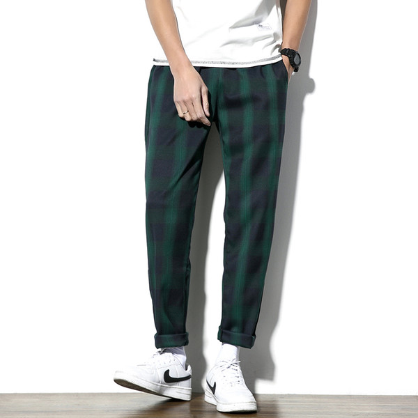 2018 Men Casual Plaid Pant Male Women Streetwear Fashion Hip Hop Harem Trousers Elastic Waist Jogger Sweatpants Plus Size M-5XL