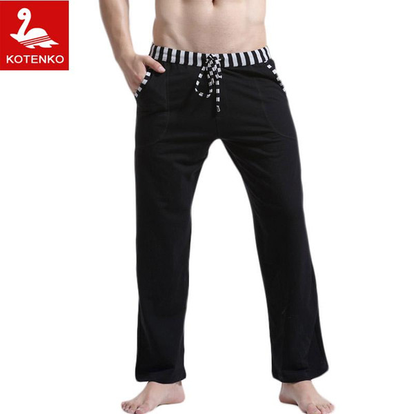 Wholesale-Men Sleep Lounge Loose pants Cotton mens Solid bottoms Breathable Men pants casual Man Pajamas Pants Trousers Home Wear Pyjamas