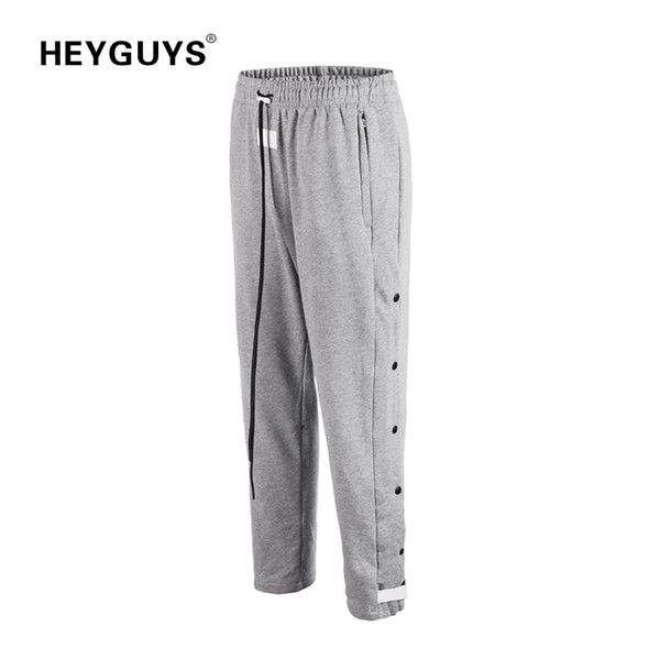 HEYGUYS fashion fog Long Pants Men Casual Sweatpants Jogger Trousers Fashion Fitted Bottoms street wear hip hop Button design