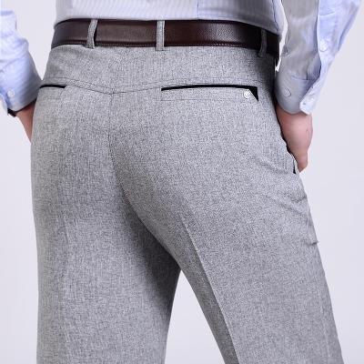 Wholesale- Summer Men Suit Pants Mens Silk Trousers Brand Business Men's Pant Western Style Pants Formal Wedding Party Dresses Size 30-40