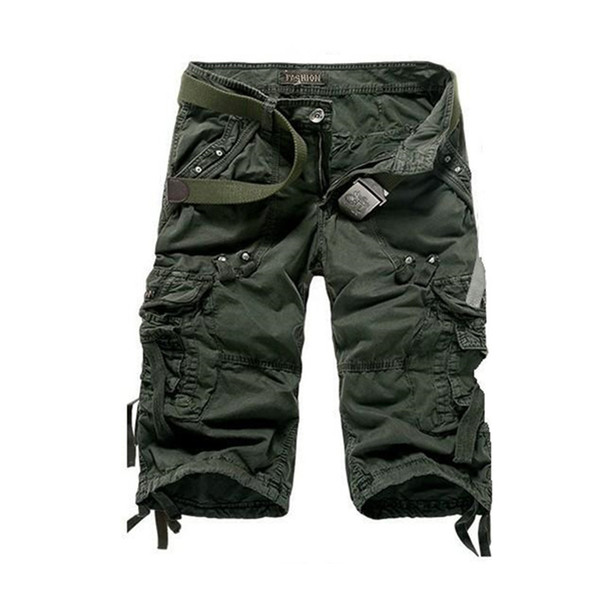 2016 New Mens Summer Army Cargo 3/4 Three Quarter Pants Cotton Multi Pockets Tactical Camo Casual Men Jogger Short