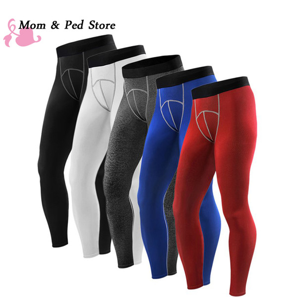 Wholesale- Quick-drying Men Compression Base Layer Pants Spring Ankle Length Trousers Mens Leggings