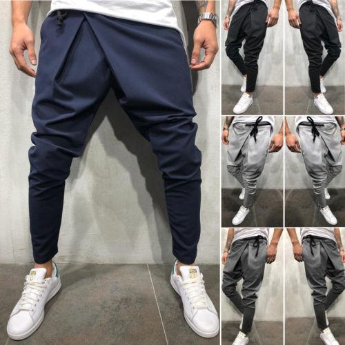 Men Long Casual Irregular Pants Gym Slim Trousers New Solid Running Joggers Gym Long Sweatpants M-2XL