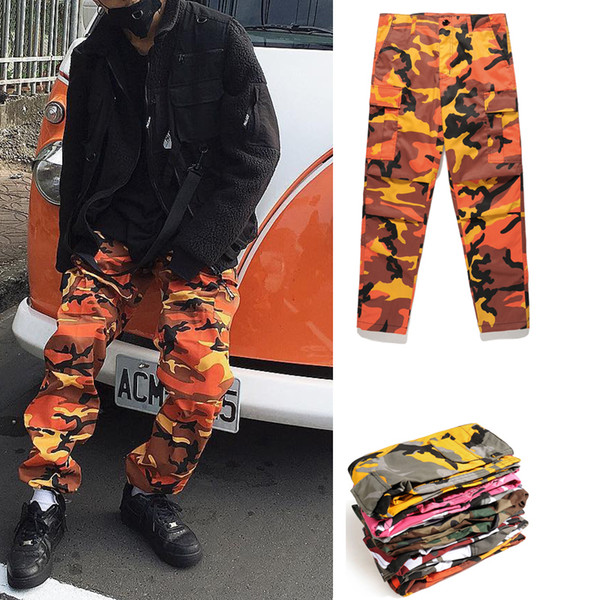 2018 high quality camouflage Men Pants Full Length Pants Trousers high street wear cool man fashion hip hop Loose cargo