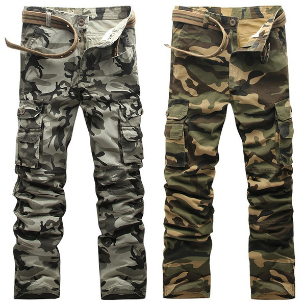 Wholesale-AIRGRACIAS Fashion Pocket Men's Camouflage Pants 100% Cotton Casual High Quality Pants Cargo Pants 6 Colors Plus Size 28-38