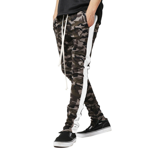 NIBESSER Fashion Side Striped Men Pants Autumn Camouflage Printed Sweatpants Casual Drawstring Streetwear Hip Hop Male Trousers