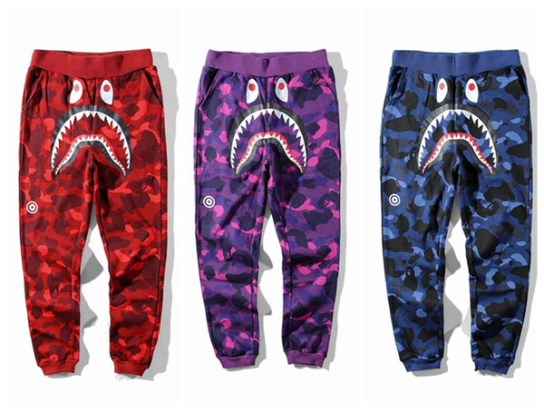 Teenager Hip Hop Personality Shark Mouth Camouflage Printing Casual Pants Male Hip Hop Foot Sport Sweatpants Cargo Pants Track