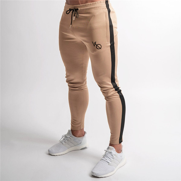 2018 Elasticity Mens Joggers Pants Casual Fashion Bodybuilding Joggers Sweatpants Bottom Patchwork Pants Men Casual