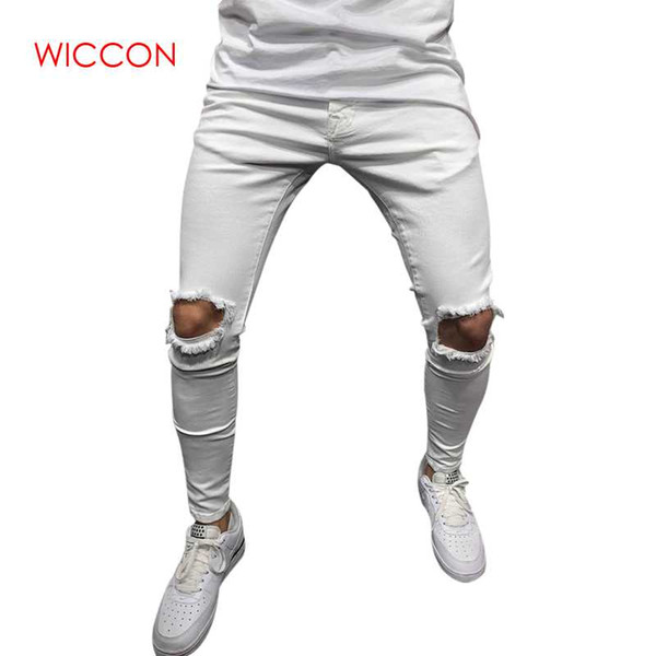 Brand Men Streetwear Track Pants 2018 Fashion Hip hop Slim Fit Elasticity Pants Man Hole fitness Joggers Trousers Drop Shopping