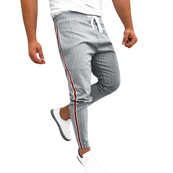 Summer Mens Joggers Striped Patchwork Casual Drawstring Sweatpants Trouser Long Pants high quality 2019 W416