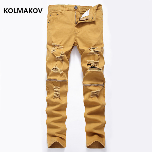 2019 spring New style high quality casual Fashion Classics broken hole Jeans,men's Denim Pants ,Casual jeans men size 28-42