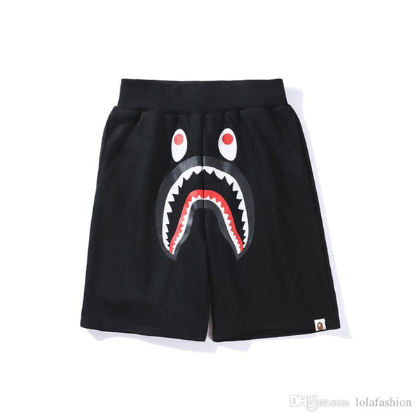 Europe American Fashion Men's Black Casual Shorts New Knee Length Shorts Pants Men's Shark Beach Pants Shorts