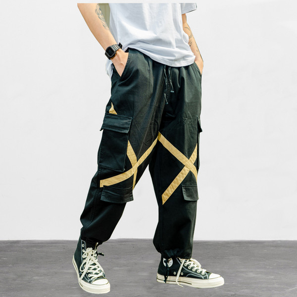 VFIVE UNFOUR 2019 fashion Ankle-length Loose Pants Men Casual Sweatpants Jogger Trousers Fitted Bottoms street Harajuku hip hop Button