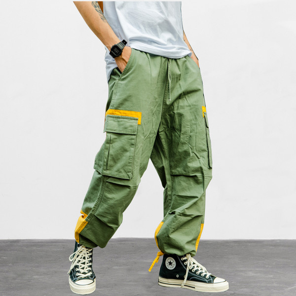 VFIVE UNFOUR High Street Vintage Multi Pockets Patchwork Cargo Harem Pants 2019 Men Hip Hip Harajuku Casual Jogger Ankle-length Sweatpants