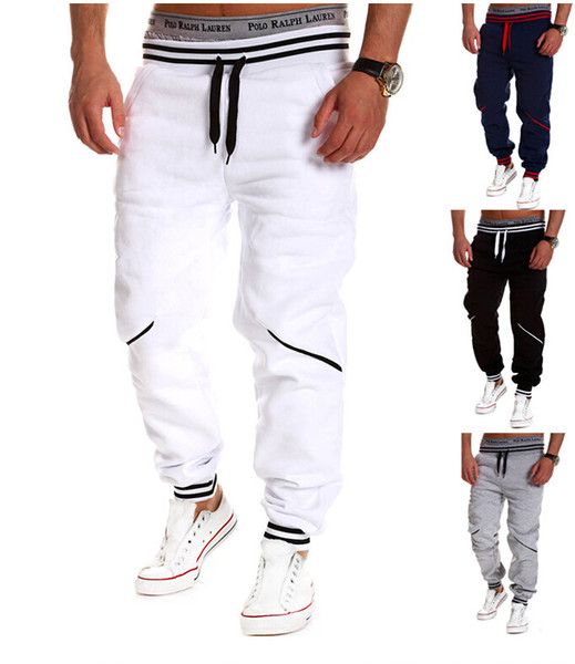 Men's Cotton Plus Size European Style Hit Color Stitching scual Pants Men's Lace Running Workout Trousers