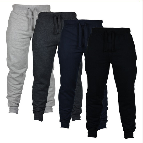 Men's Fitness Exercise Loose Solid Color Brushed Casual Trousers European Size Running Basketball Simple Sports Pants