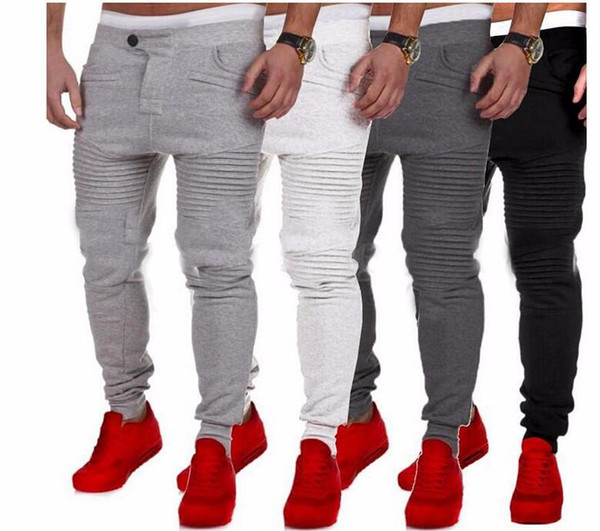 Men's Solid Color Fitness Sports Trousers Stitching Design Stripe Stovepipe Style Cotton Casual Pants Asian Size M-3XL