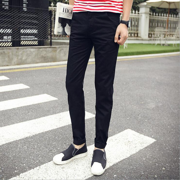 Free shipping!Men's Straight Cotton Casual Trousers Teenager Skinny Fashion Trend 8 Colors Options Size 28-38