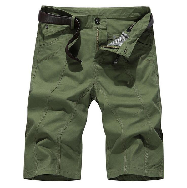 Men Summer Shorts Men's Solid Color Casual Pants Beach Pants Breathable And Comfortable Large Size Casual Knee Pants Size 29-42