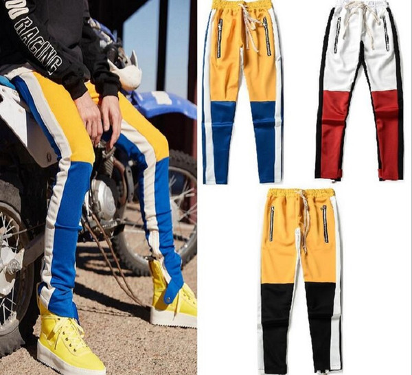 Men's European And American High Street FEAR OF GOD Personality Side Zip Closure Sports Trousers Tide FOG Retro Mixed Colors Sports Casual