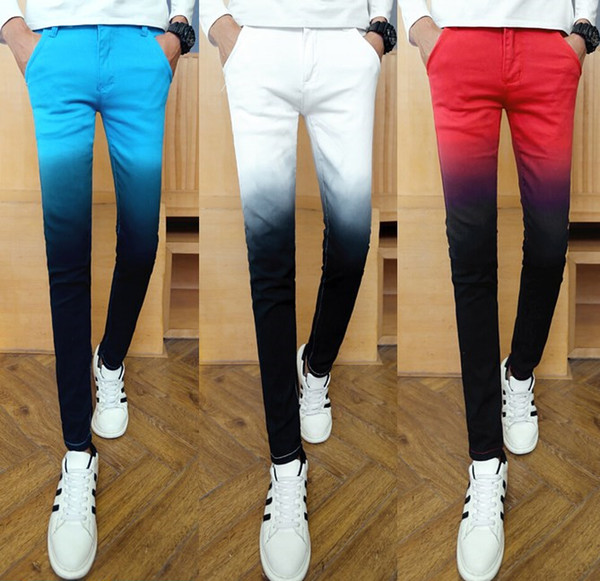 Men's Youth Personality Casual Trousers Men's Cotton Hit Color Trousers Skinny Fashion Spring And Autumn Casual Trou