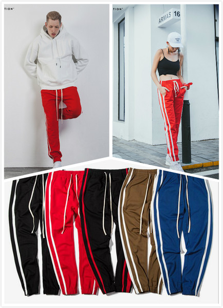 Men's Spring And Summer New European And American Simple Hit Color Sports Pants Couple Models Vertical Stripes Fashion Casual Pants