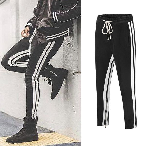 Color Block Patchwork white Stripes Splice Harem Pants Men 2018 Vintage Hip Hop skinny Casual Joggers Male Streetwear Pencil Pants Trousers