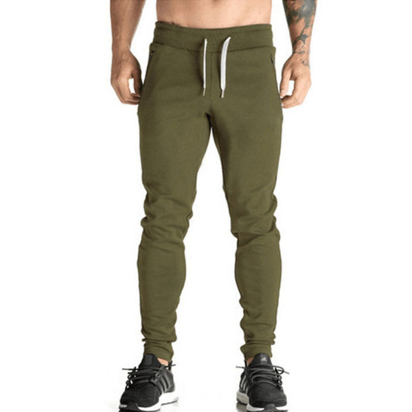 Men's Army Green Harem Pants Elastic Waist with Drawstring Slim Sports Joggers Casual Sweatpants for Man Back Pockets Long Trousers YB