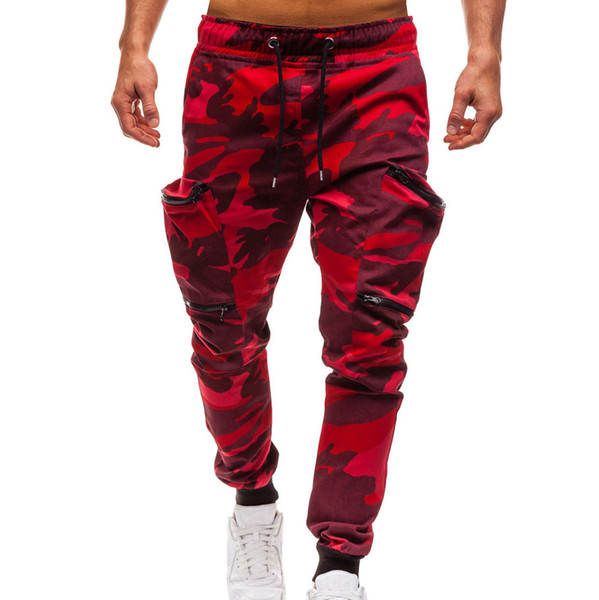 FeiTong Jumpsuit sweatpants Men's Drawstring Classic Camo Joggers Pants Zipper Pockets Sweat sweat Pants