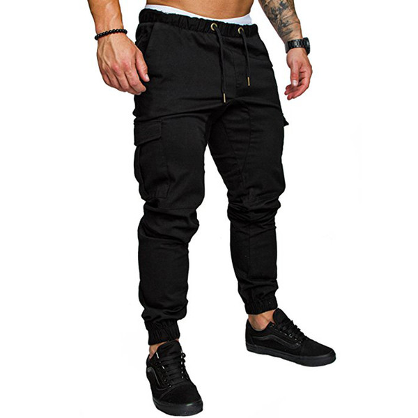 Brand Male New Fashion Slim Solid Color Pocket Decoration Men Casual Pants Man Trousers Designer Mens Joggers