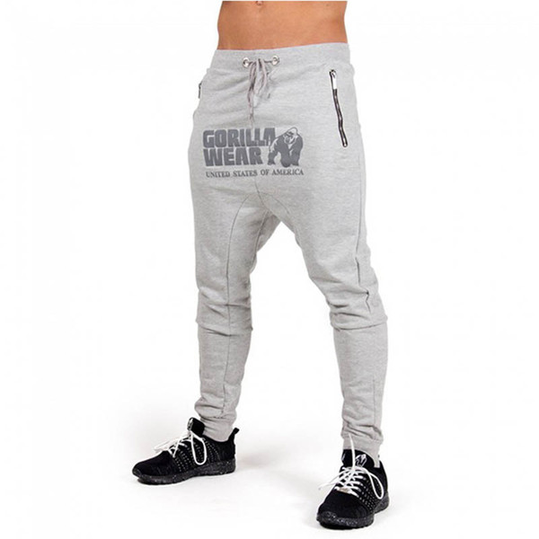 New Casual Men Pants Gorilla Wear Solid Cotton Trousers Sweatpants Workout Mens Gyms Fitness Bodybuilding Fashion Straight