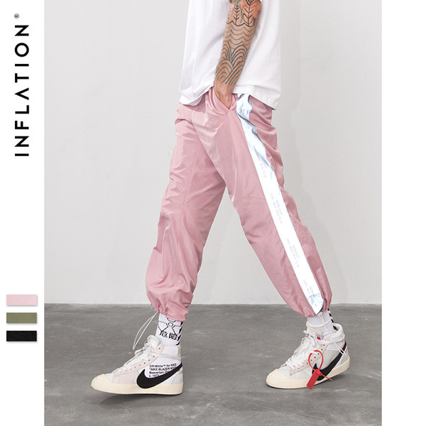 INFLATION Side Reflect light tape jogger pants Sportswear Vintage Trousers 2018 New Fashion Casual Pants Brand Clothing 8880W