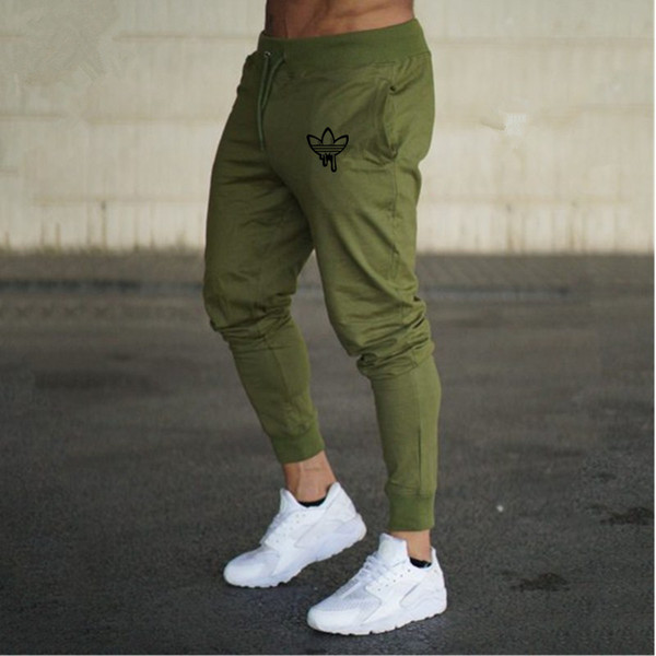 New solid men's sweatpants fitness workout fitness gyms casual sweatpants runners pants 2018 Men's Cotton long trousers