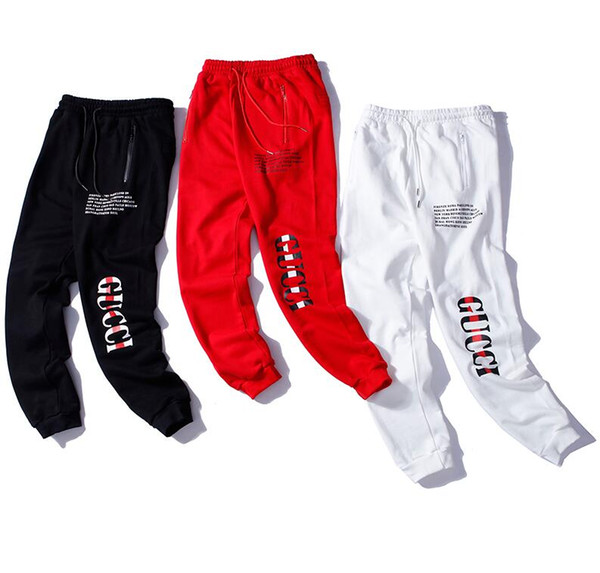 2018 letter embroidery banded waist pants slim casual sweatpants