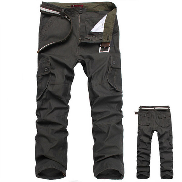 Men Cargo Pants Army Pant 100% Cotton Khaki/Green/Brown/Black Big Size 30-44 men's Long trousers