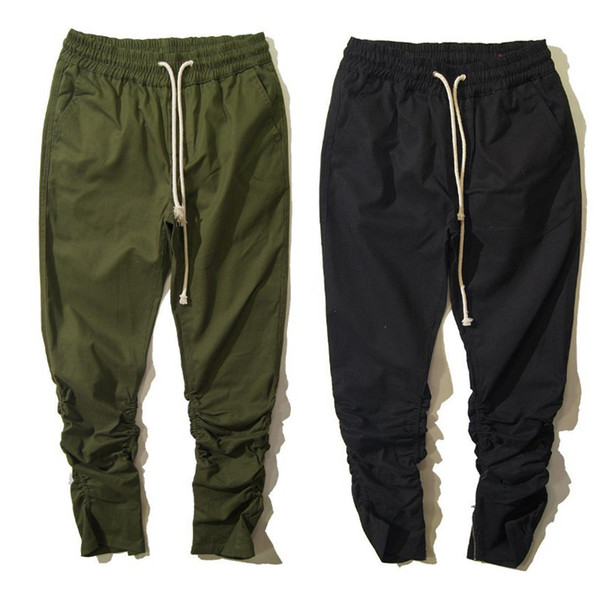 Wholesale-New 2016 Black & Green Harem Casual Skinny Zipper botton Sweatpants Hip Hop Sport Trousers Jogging Pants Men harlan Joggers