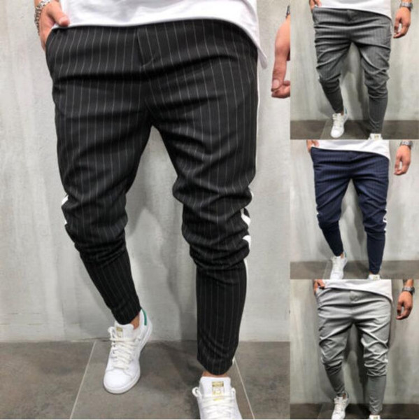 Men's Twill Fashion Jogger Pants 2019 New Stripe Urban Straight Casual Trousers Slim Fitness Long Pants S-3XL