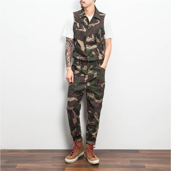 Mens Gothic Rompers Fashion Overalls Nice Jumpsuits For Men One Piece Jumpsuit Camouflage Trousers Mens Rompers