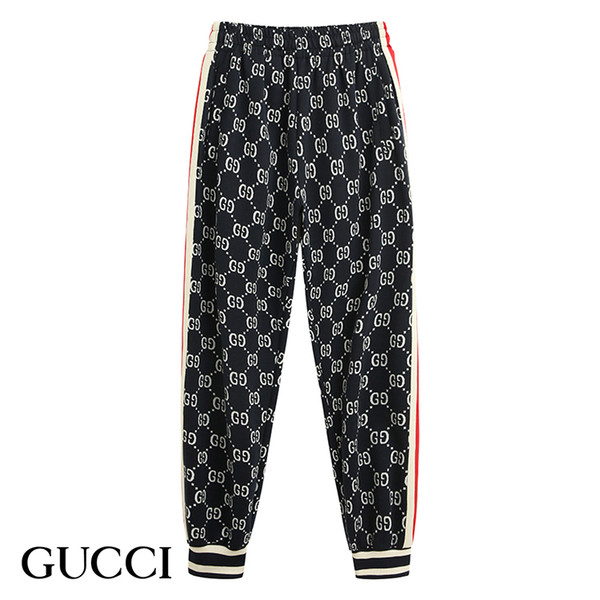 Fashion new high quality letter embroidery stitching casual pants sports pants stitching thin section ribbon personality casual trousers