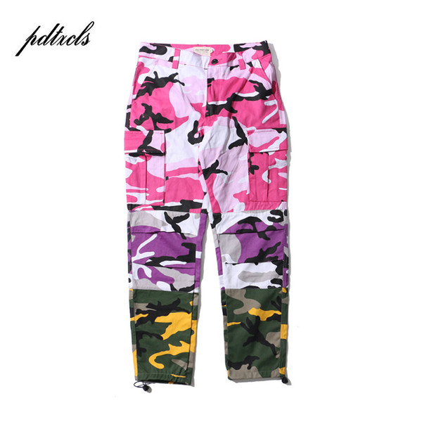 49HOT Tri Color Camo Patchwork Cargo Pants Men's Hip Hop Casual Camouflage Trousers Fashion Streetwear Joggers Sweatpants size