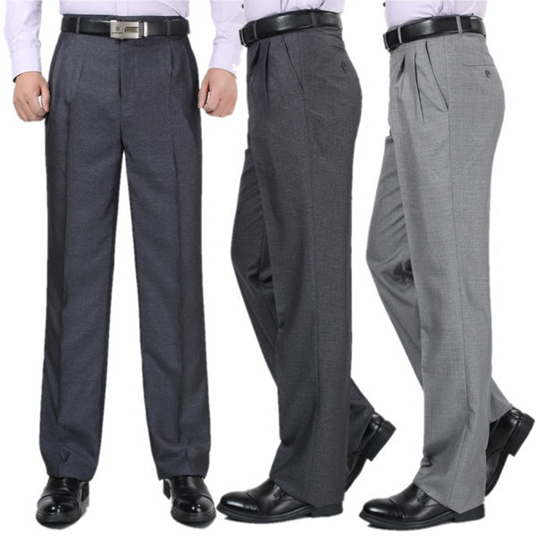 new arrivla fashion Spring Summer Trousers Male High Waist Loose Bifold Pants Linen Thin Man Smart Casual plus size 29 -40 42 44