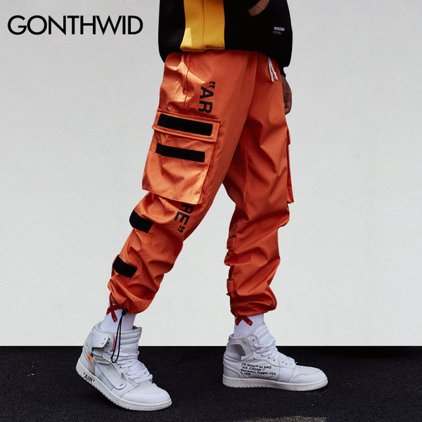 GONTHWID Men's Side Pockets Cargo Harem Pants 2018 Hip Hop Casual Male Tatical Joggers Trousers Fashion Casual Streetwear Pants