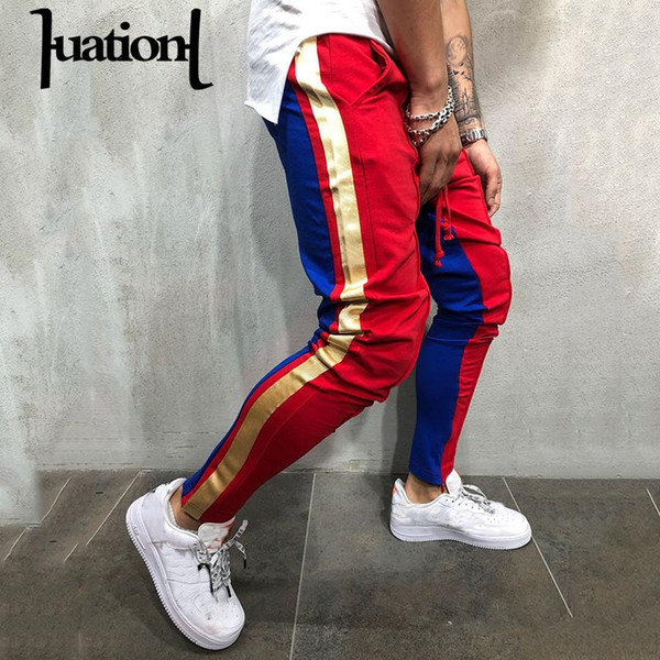 Huation 2018 Brand Autumn Men Hip Hop Sportswear Sweatswear Pants Stripe Fitness Men Streetwear Gyms Sweatpants pantalon homme