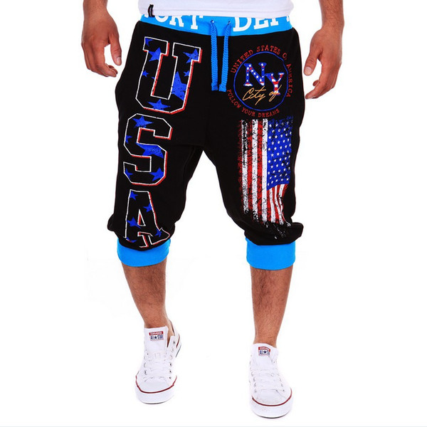 fashion men sweatpants with flag letters Mid designer sweat Pants For Men's sport Capris Loose clothing m-2xl