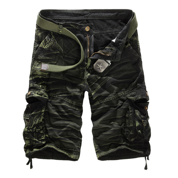 Men Camouflage Cargo Shorts Brand Male Army Loose Cargo Pants Men Casual Work Short Pants Plus Size No Belt