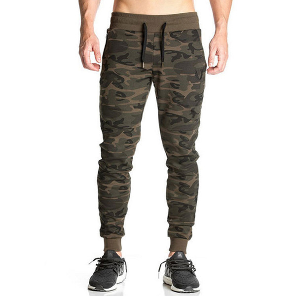 Men's Fitness Camouflage Pants Elasticity Fashion Jogger Pencil Harem Pants Foot Exercise Pants