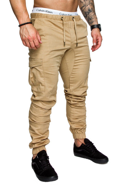 Fashion Brand Men's Pants Slim Solid Color Elasticity Men Casual Pants Man Trousers Designer Khaki Mens Joggers M-4XL