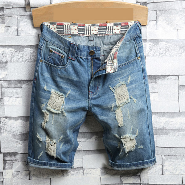 Fashion Mens Ripped Short Jeans Brand Clothing Bermuda Summer Cotton Shorts Breathable Denim Shorts Male