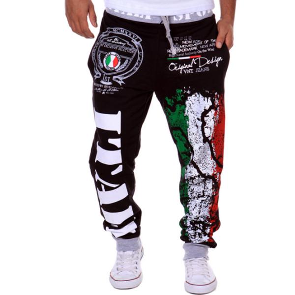 2017 fashion cotton men's casual pants explosion models sweat pants Italian flag print design casual