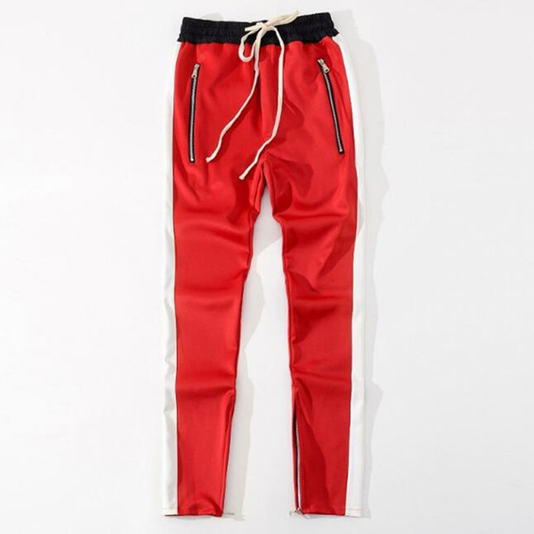 2018 funds Side zipper pants Hip-Hop fashion urban trousers justin bieber fog that joins together pants jogger Black Red Blue